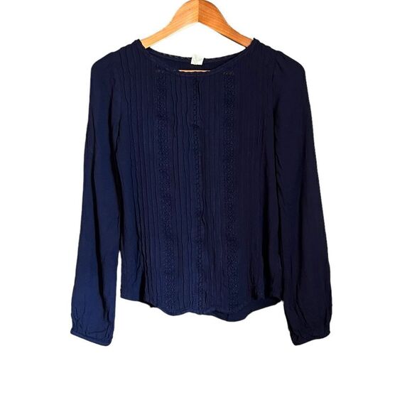 3 for $30! Gap navy long sleeve blouse - Picture 1 of 9